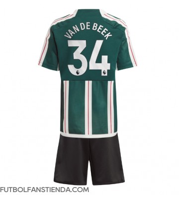 Manchester United Donny van de Beek #34 Segunda Equipación Niños 2023-24 Manga Corta (+ Pantalones cortos)